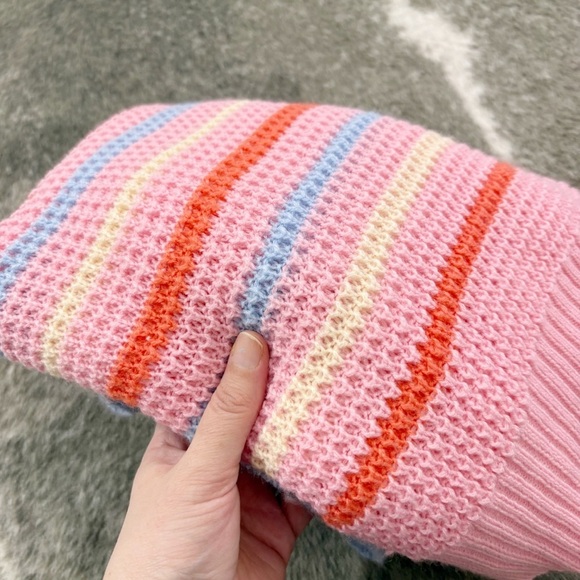 Kori America Pink Striped Knit Sweater Medium - Picture 7 of 10